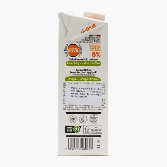Băutură vegetală eco din soia integrală + calciu (fără zahăr), 1l