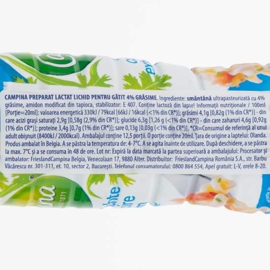 Produs lactat lichid pentru gătit 4% grăsime 250g