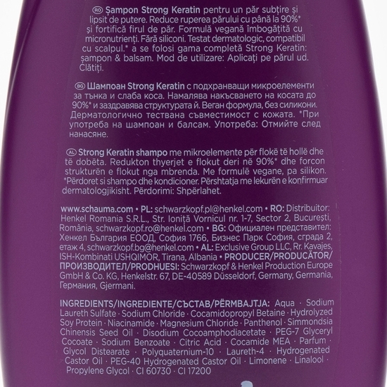 Șampon Strong Keratin pentru păr subțire și lipsit de putere 400ml
