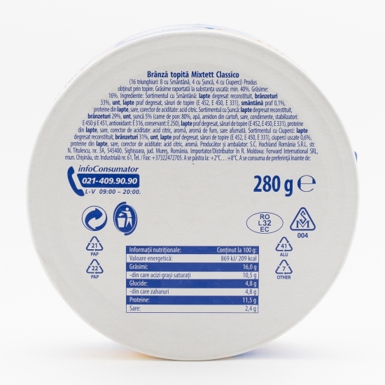 Brânză topită triunghiuri Mixtett Classico 280g (pachet mare)