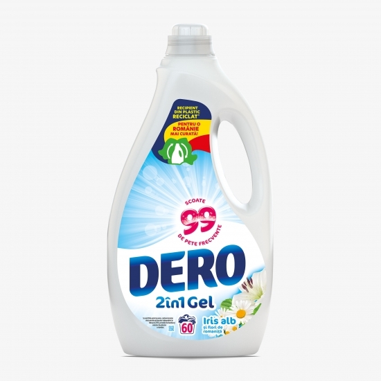 Detergent de rufe lichid 2în1 Gel Iris alb 60 spălări 3l