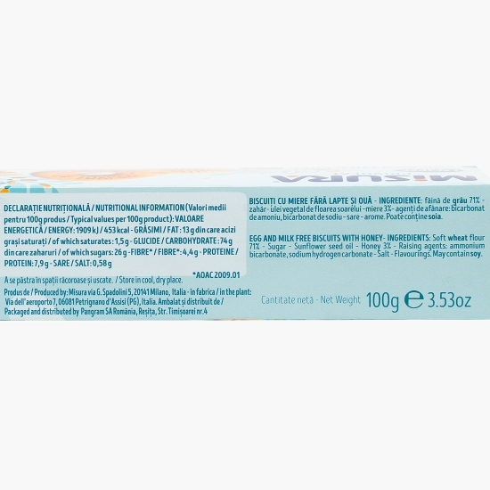 Biscuiți cu miere fără lactoză 100g