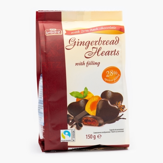 Turtă dulce brună cu umplutură de caise și învelită în ciocolată neagră 150g