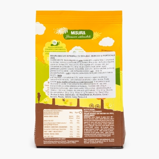 Biscuiți integrali cu dovleac, morcov și portocale 260g