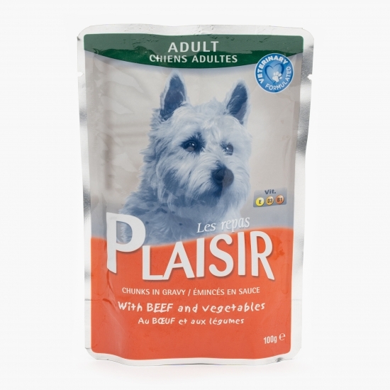 Hrană umedă pentru câini adult, 100g, vită și legume