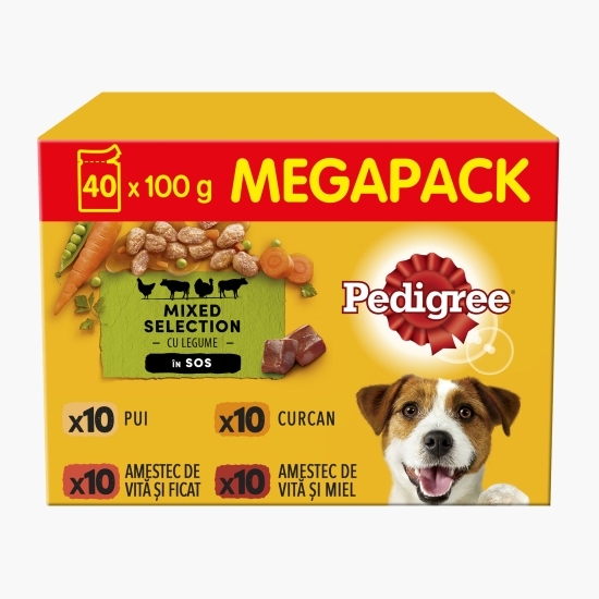 Hrană umedă pentru câini adulți, 40 buc x 100g, pliculețe Vital Protection