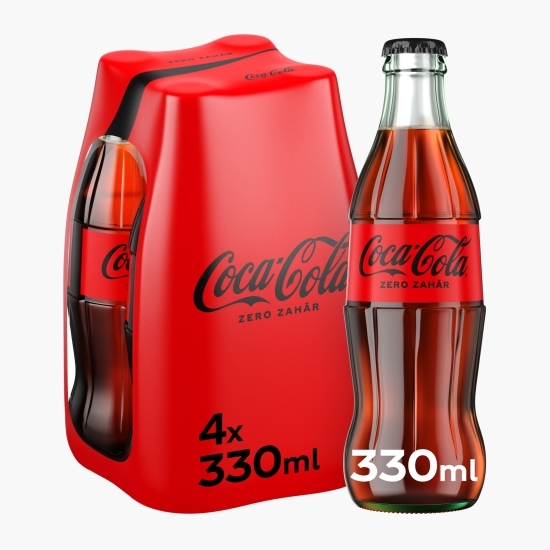 Băutură carbogazoasă cola sticlă, fără zahăr 4x0.33l