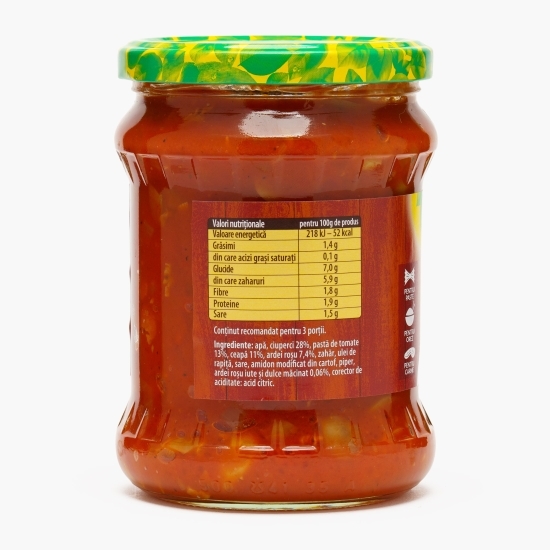 Ciuperci feliate și legume în sos de roșii picant 500ml