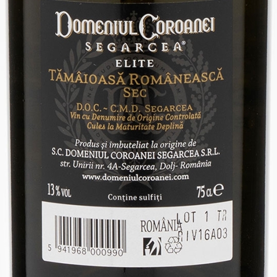 Vin alb sec Tămâioasă Românească, 750ml
