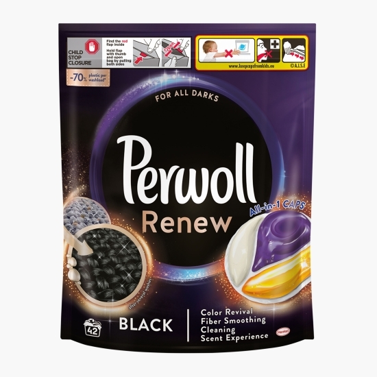 Detergent de rufe capsule Renew Black, All in one, Caps, 42 spălări