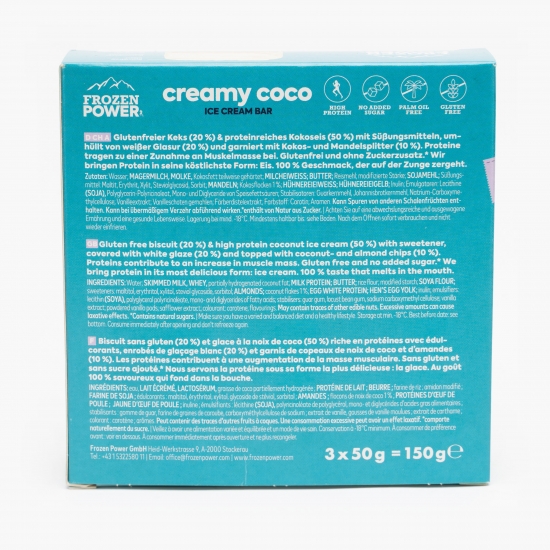 Baton de înghețată proteic cu nucă de cocos 3x50g 