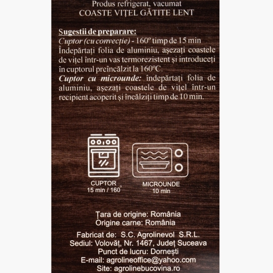 Coaste de vițel gătite lent 650g