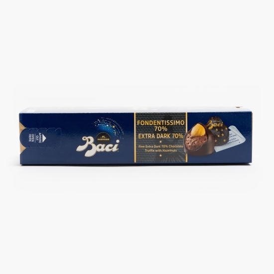 Praline ciocolată neagră cu alune de pădure și boabe de cacao caramelizate 175g