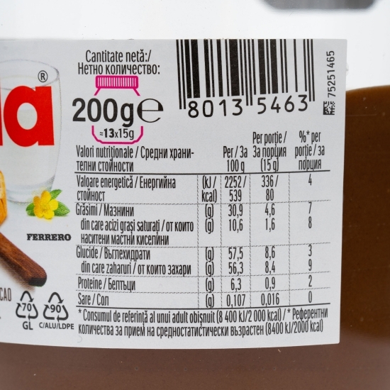 Cremă de alune de pădure cu cacao 200g