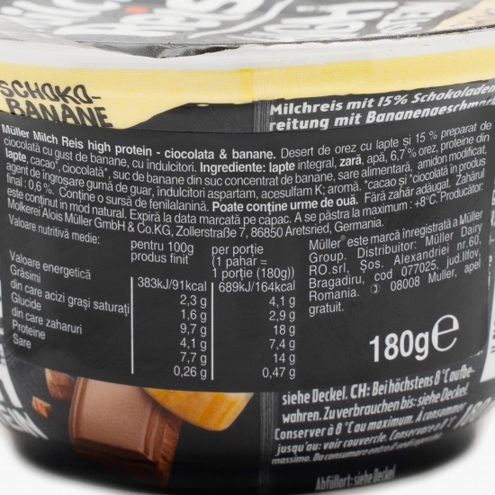 Orez cu lapte High Protein cioco-banană 180g