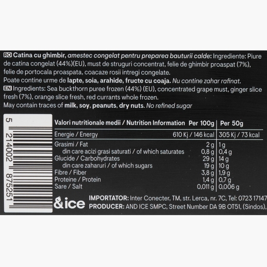 Băutură caldă din piure de cătină și ghimbir 50g