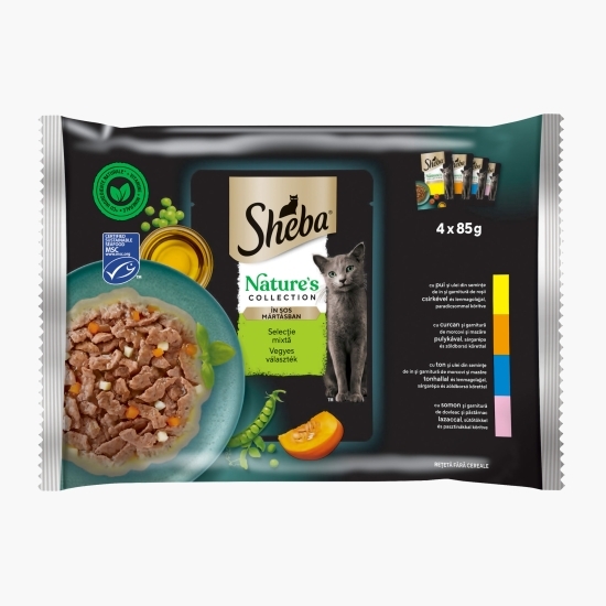 Hrană umedă pentru pisici adulte, 4x 85g, selecție mixtă în sos