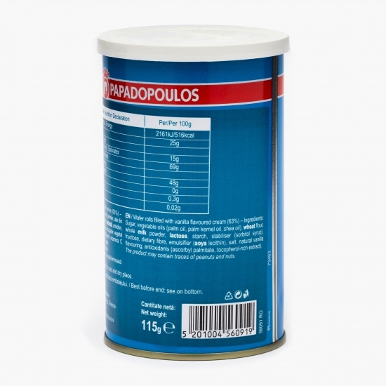 Rulouri de napolitane cu cremă de vanilie 115g