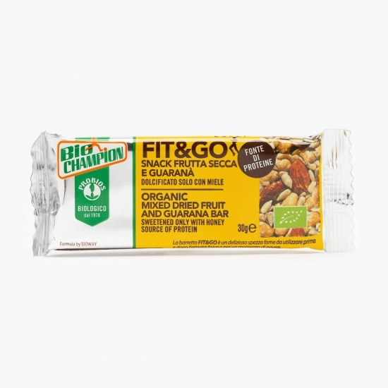 Baton Fit&Go cu mix de fructe uscate și guarana eco 30g