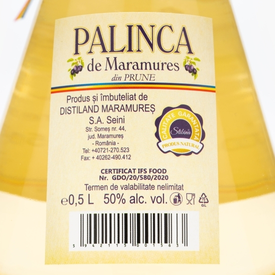 Pălincă de prune 50% alc. 0.5l