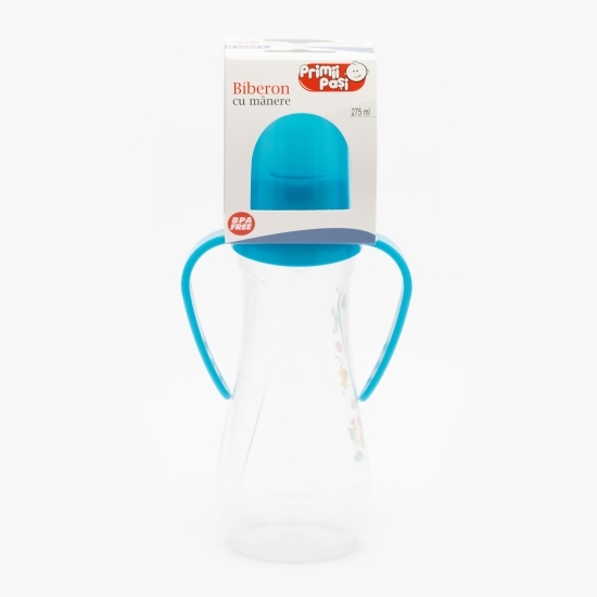 Biberon cu mânere bleu, 0-3 luni, 275ml