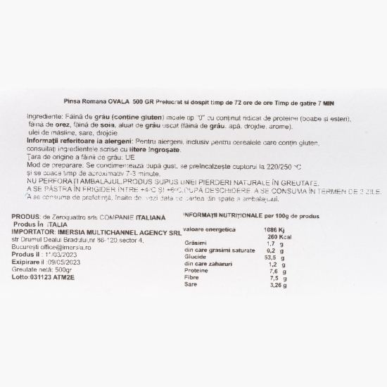 Pinsa Romană ovală 500g (2 buc)