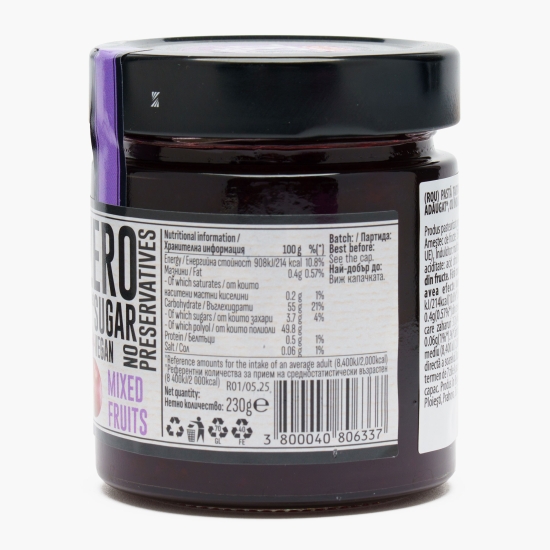 Pastă tartinabilă din amestec de fructe, fără zahăr adăugat, cu îndulcitori 230g