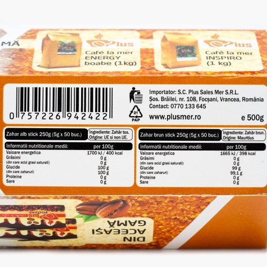 Zahăr alb și brun plicuri 100x5g