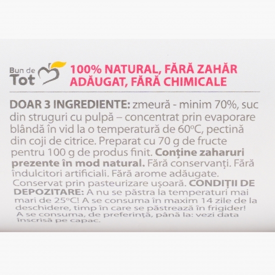 Dulceață de zmeură fără zahăr adăugat 360g
