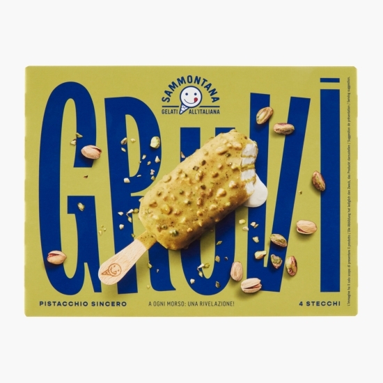 Înghețată de vanilie și fistic cu înveliș de fistic și biscuiți 4x75ml
