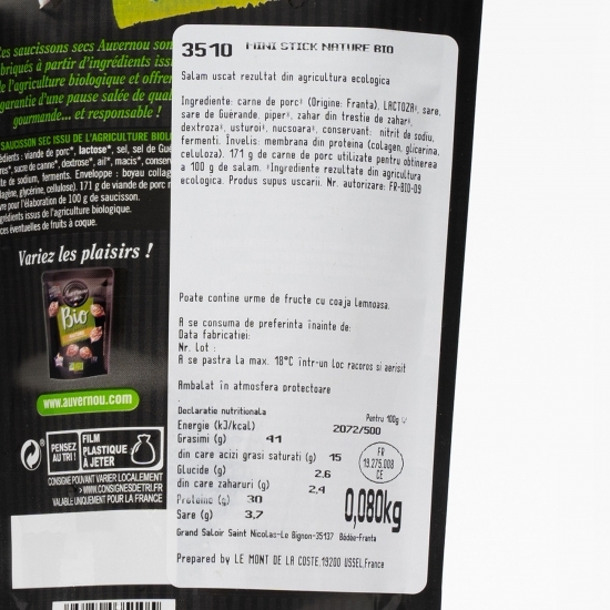Cârnați mini sticks eco 80g