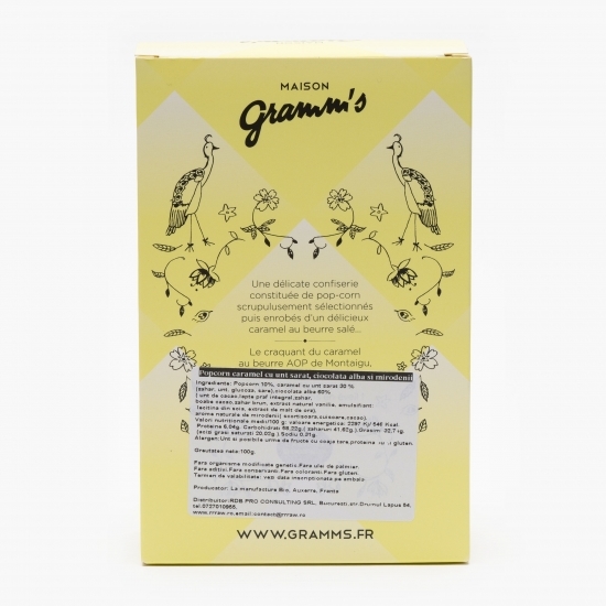 Popcorn caramel cu unt sărat, ciocolată albă și mirodenii 100g