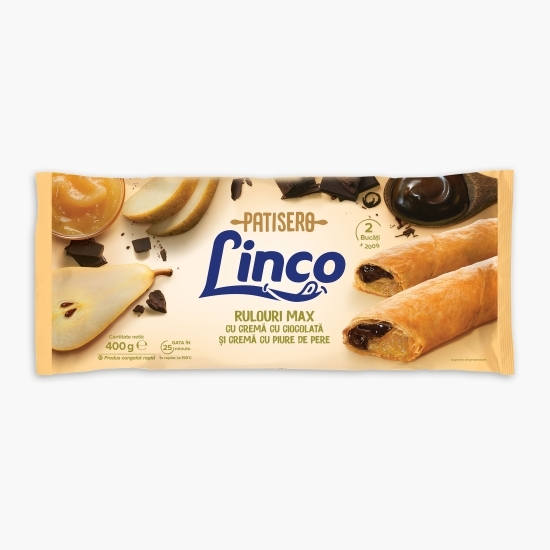 Rulouri Max cu cremă cu ciocolată și cremă cu piure de pere 400g