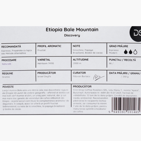 Etiopia Bale Mountain 250g cafea de specialitate boabe 