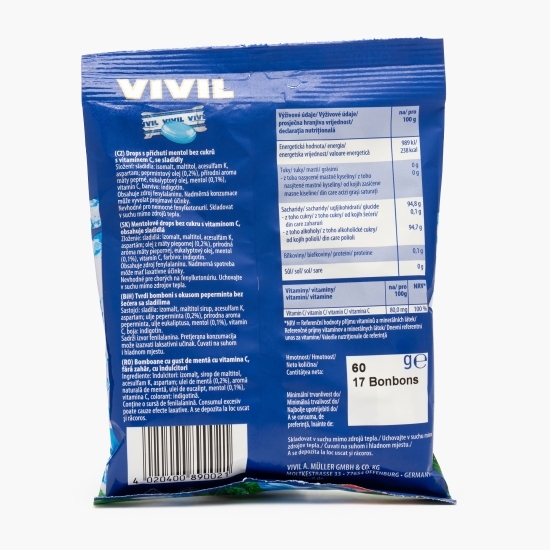 Bomboane fără zahăr cu mentă și vitamina C Extra Stark, 60g