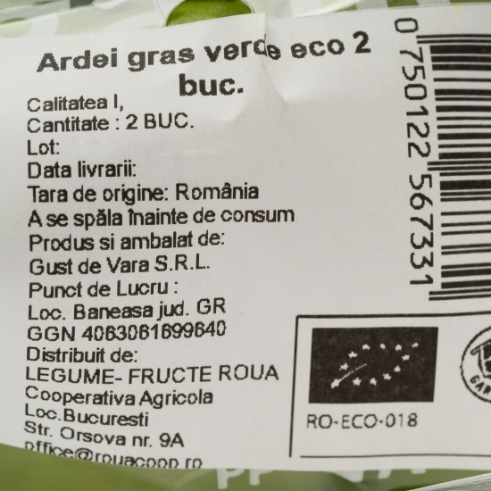 Ardei gras verde eco România  2 buc