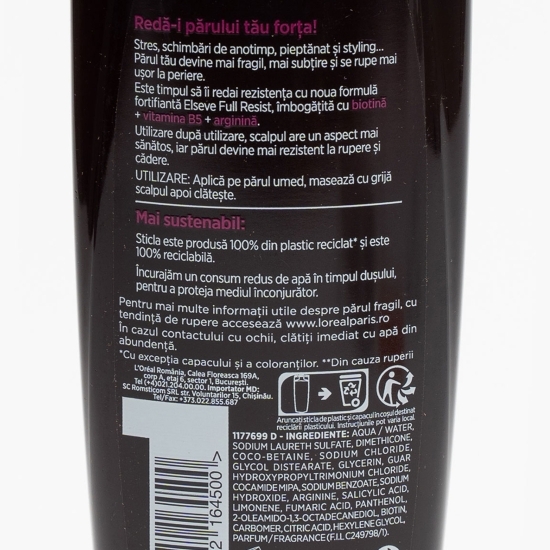 Șampon fortifiant pentru păr fragil cu tendințe de cădere, Full Resist, 0.25l