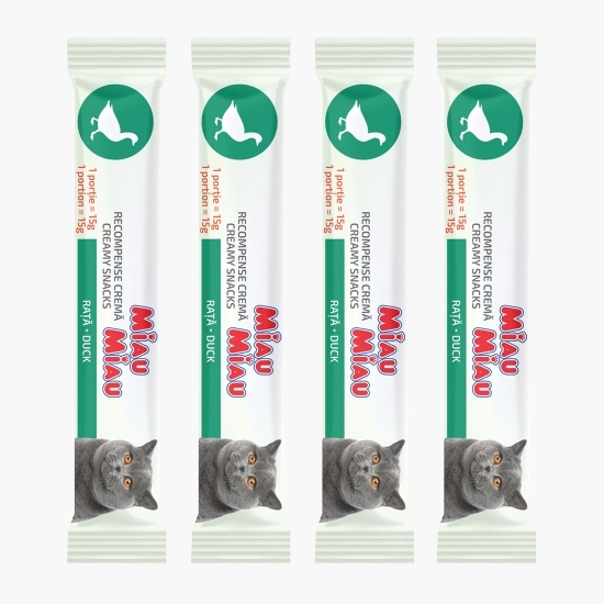 Recompense cremoase pentru pisici, cu rață, 4x15g (60g)