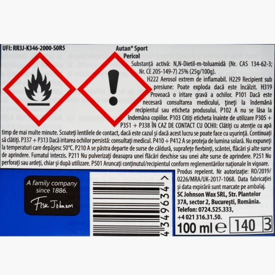Spray repelent împotriva insectelor Sport, 100ml