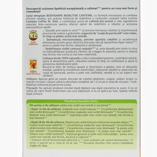 Gel bioactiv anticelulitic cu cafea verde Bodyshape 200ml