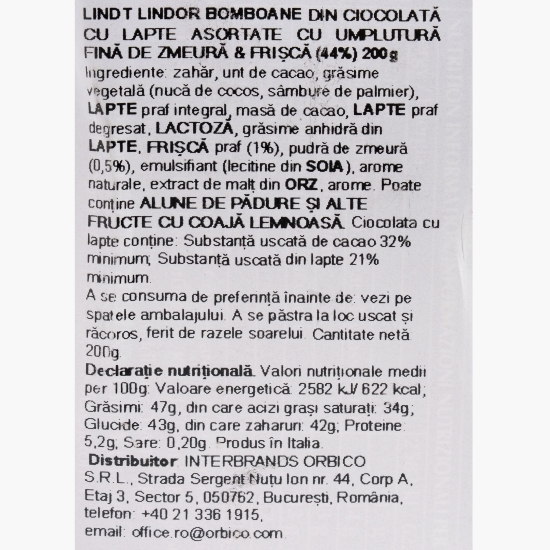 Bomboane de ciocolată cu zmeură și frișcă Lindor 200g