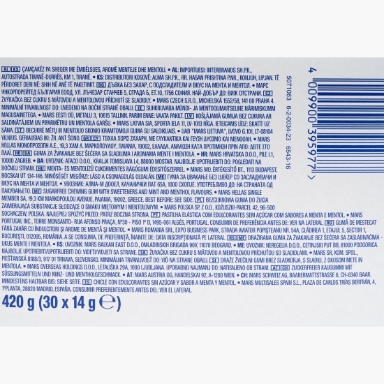 Gumă de mestecat White Spearmint, fără zahăr 14g
