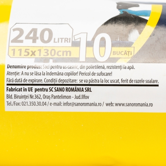 Saci menajeri super rezistenți, galben, 240l, 10 buc