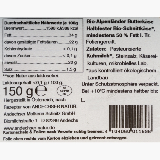 Brânză eco felii 50% grăsime 150g