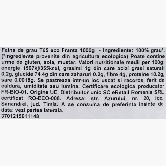 Făină eco de grâu T65, 1kg