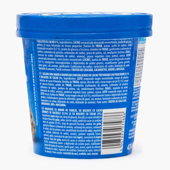 Înghețată cu vanilie, cu biscuiți cu cacao zdrobiți în bucățele 425ml