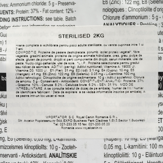 Hrană uscată pentru pisici sterilizate, 2kg