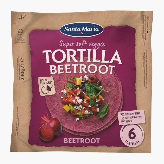 Tortilla medie sfeclă roșie, 6 buc, 240g