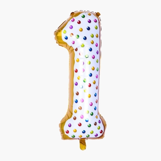 Balon cifra 1 din folie metalizată, model candy, 100cm