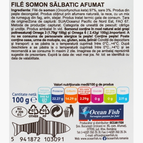 File de somon sălbatic afumat 100g